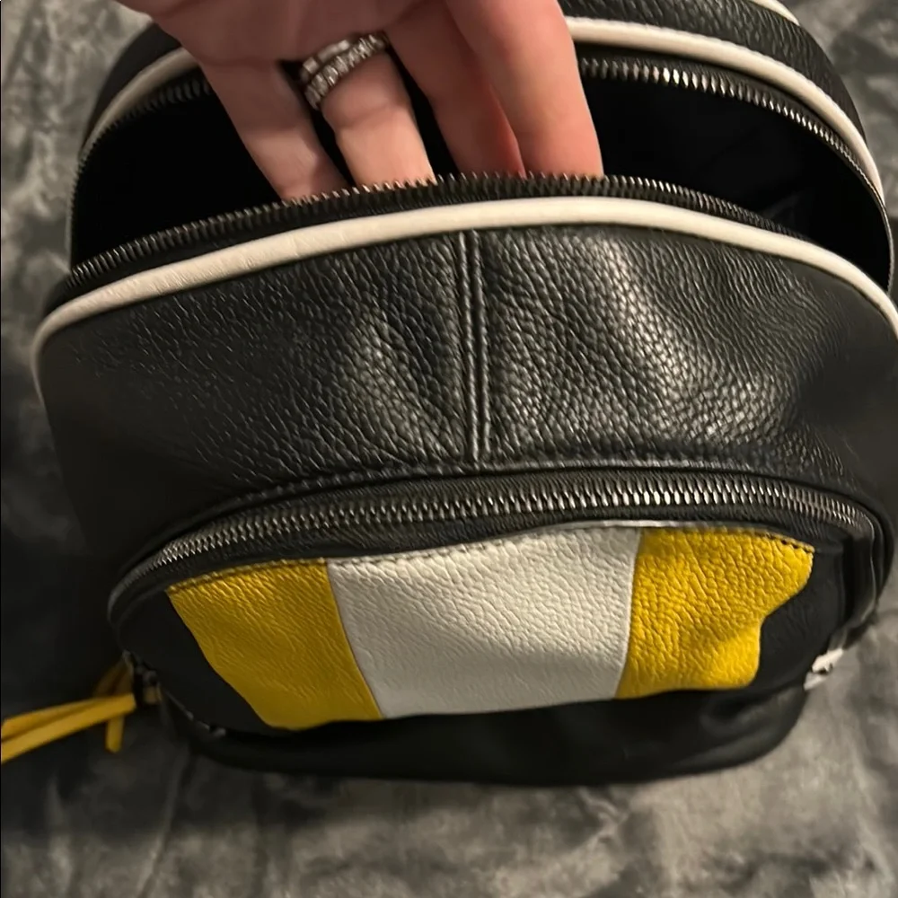 Michael Kors Black and Yellow Rhea Backpack - Picture 2 of 10